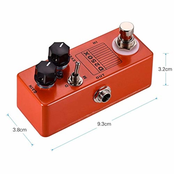 Mini Overdrive Preamp Pedal med True Bypass Switch Elektrisk guitar effektpedal til guitarister holdbar og bærbar (D250X)