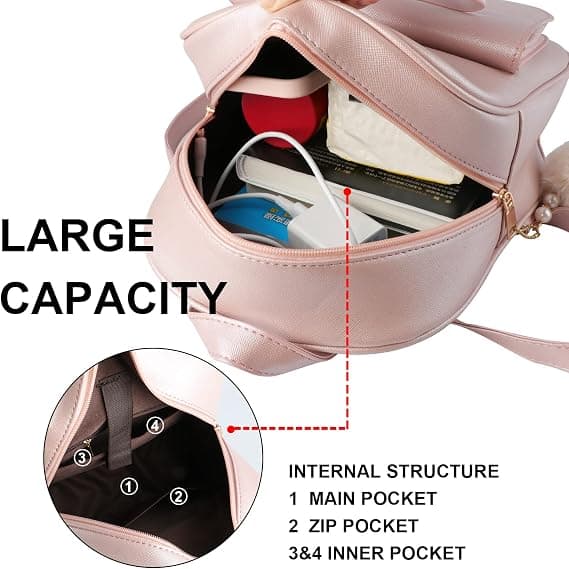 Mini Backpack Set for Women - Three-piece set, compact PU leather, stylish backpack, cute and casual everyday backpack for travel