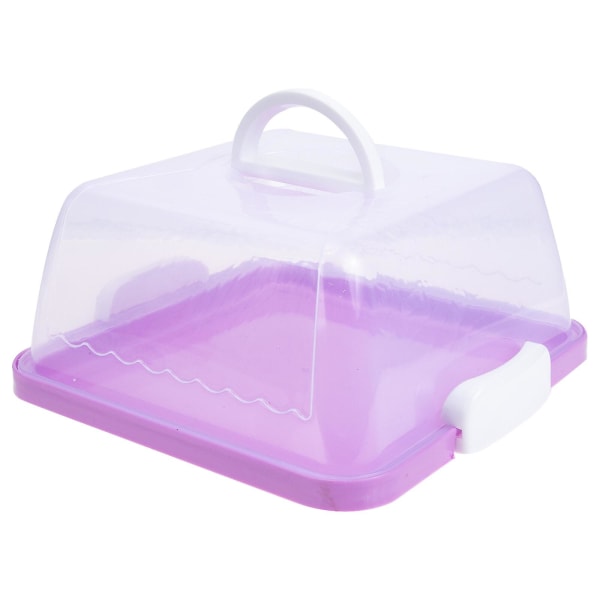Bärbar Kaktårtburk med Handtag Plasttårtbehållare med Lock Lila 25,5x25,5cm Purple 25.5x25.5cm