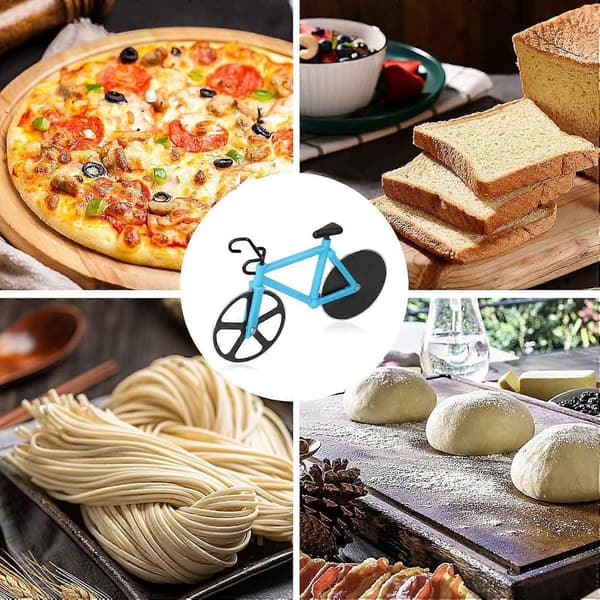 Cykelpizzaskärare, dubbla hjul med non-stick supervassa blad i rostfritt stål