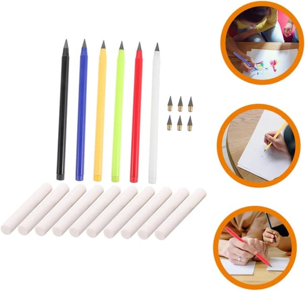 Eternal Pencils No Need to Sharpen Inkless Pencils for Students Drawing Sketching Drafting Erasers