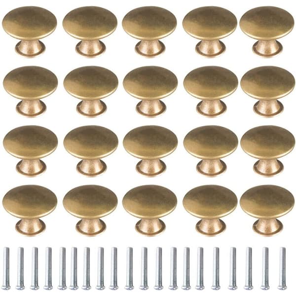 20 stk Børstet Gull Vintage Messing Dørknotter 30mm Runde Møbelhåndtak-FA7-