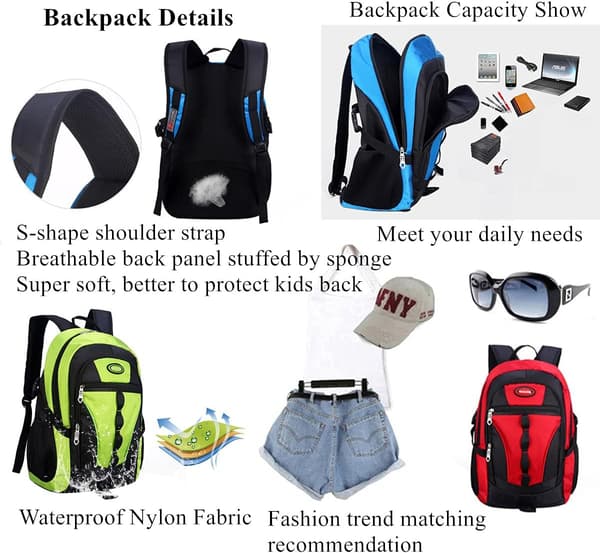 Elementary School Kids Backpack, Casual Backpack, Waterproof School Bag, Travel Bag - Red