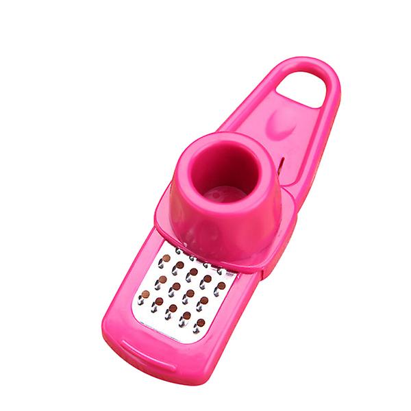 Multifunction Garlic Press Home Kitchen Plastic Stainless Steel Garlic Press Chopper Cutter Garlic Grinding Kitchen Hand Tool (rose Red)Rosy