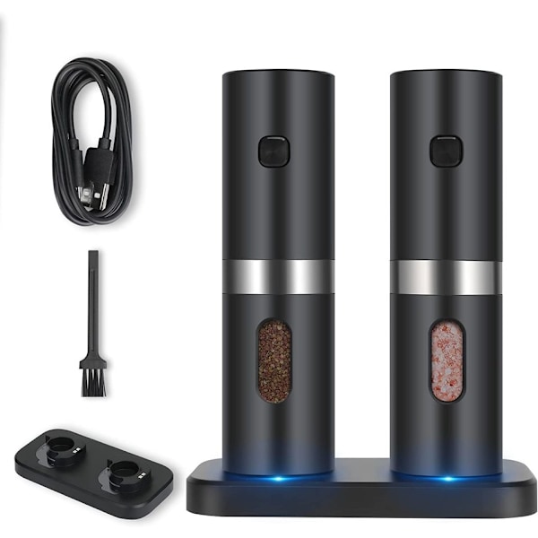 Elektrisk Salt- och Pepparkvarnset, Batteri Krävs, Enhandsmanövrering, Automatisk Drivs Kryddkvarn Shakers Påfyllningsbar
