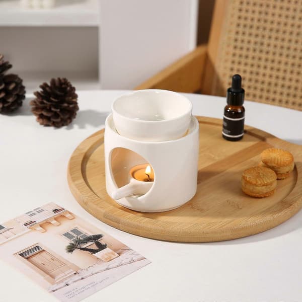 Ceramic Oil Aromatherapy Burner, Matte Wax Burner, Aromatherapy Holder, Tealight Holder Diffuser for Home and Office Decoration, White