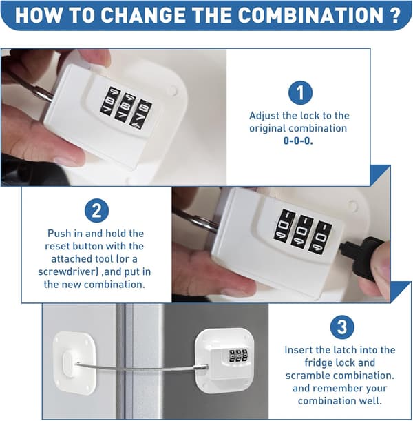 Erudvitt Refrigerator Lock Combination Refrigerator Lock Self-Adhesive Cabinet Lock for Security Easy Installation Multifunctional