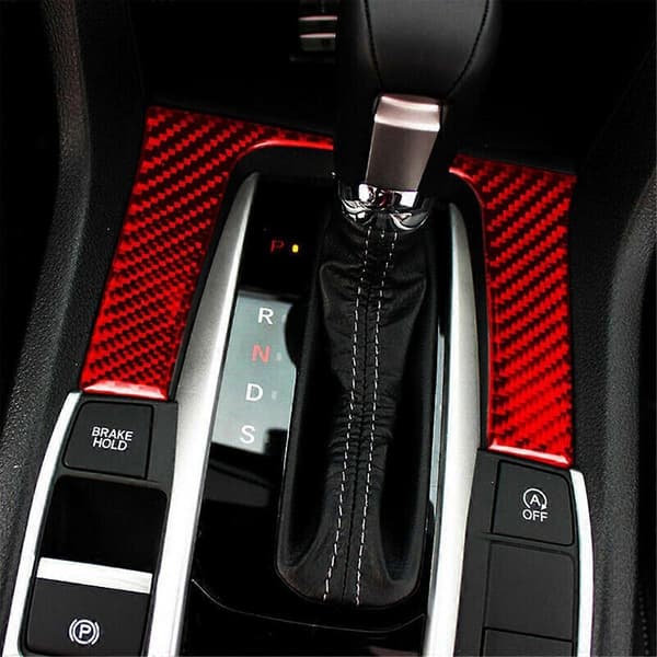 ABS Red Carbon Fiber Gear Shift Panel Cover Trim Decor Sticker for 10th Gen 2016 2017 2018 2019