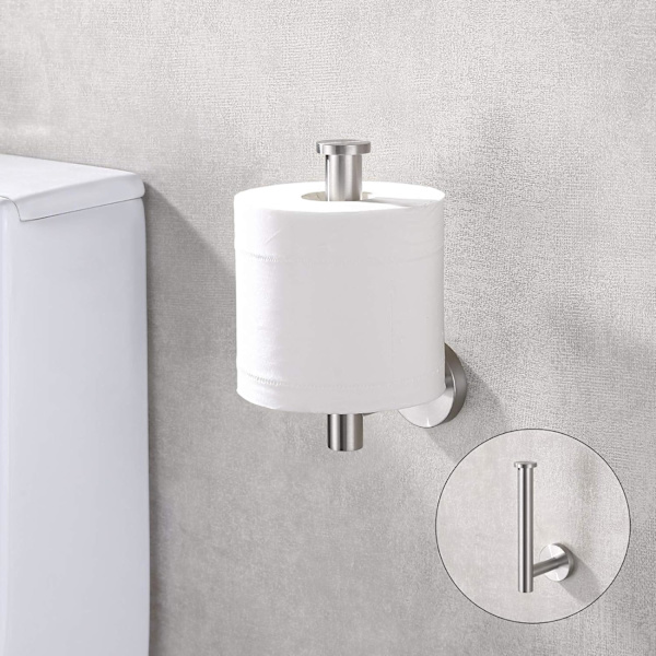 Harjattu nikkeli WC-paperiteline SUS304 ruostumattomasta teräksestä, moderni pyöreä paperirullan pidike seinäkiinnitys WC-paperirullan annostelija