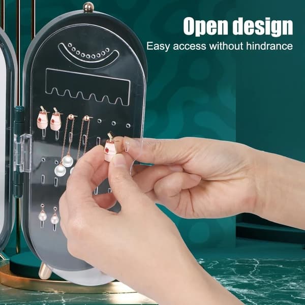 Earring Stand, 4-Tier Small Foldable Dustproof Jewelry Stand, Display Jewelry Storage Box.