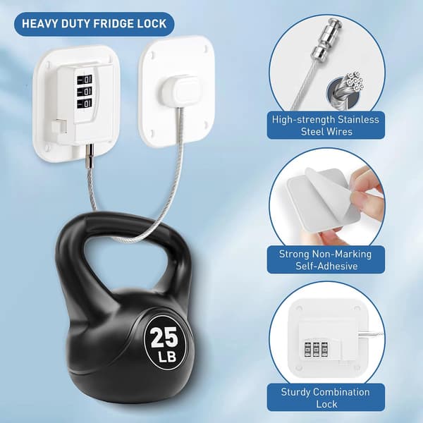 Erudvitt Refrigerator Lock Combination Refrigerator Lock Self-Adhesive Cabinet Lock for Security Easy Installation Multifunctional