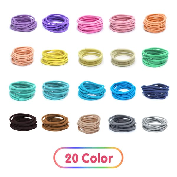 200 Small Hair Elastics, 2.5 cm Multicolor Hair Ties