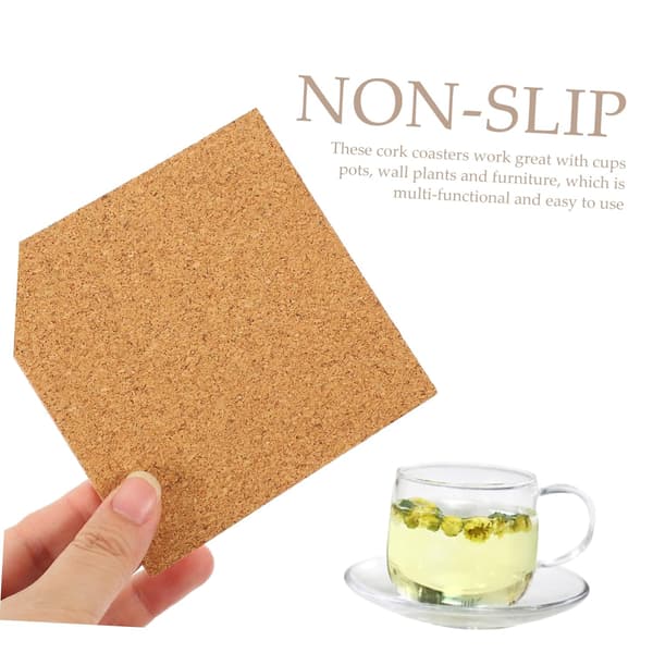 Cork Coaster Square Cork Mat 2mm Thick Self-Adhesive for Drink Holders