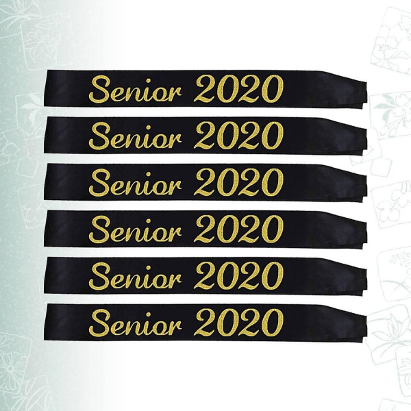 6 kpl 2020 Valmistujaisnauhaa Luova Juhlaetiketissä Vyö Sash Senior 2020 Koriste Sash Pa Black