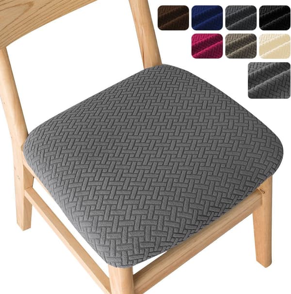 Stoltrekk for spisestuestoler, sett med 6, stretch jacquard spisestol