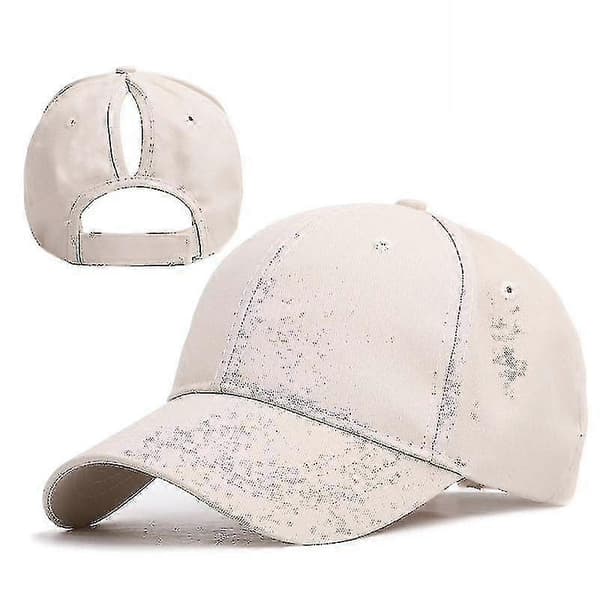 Sommer- Hestehale Snapback, Paljetter Bomull, Sportscap-khaki