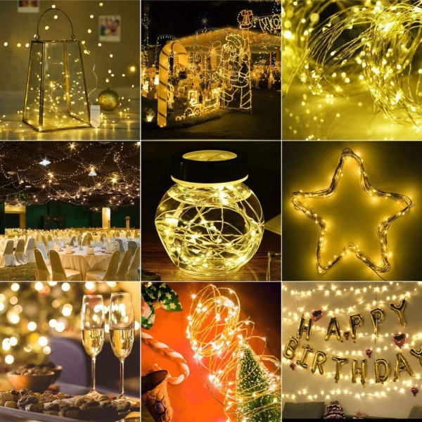 4 Pack 5M 50 Led Fairy Lights Battery Operated with Remote Control Timer Waterproof Copper Wire Twinkle String Lights Warm White