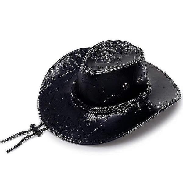 PU-læder, western cowboyhat, åndbar udendørskasket, brun