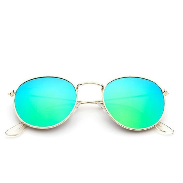 Kultaiset metallikehykset Aurinkolasit Naiset Peili Pyöreät Aurinkolasit Pinnoite Heijastavat Retro Aurinkolasit Merkki Suunnittelija Trendikkäät Lasit Peili Vihreä multi multi MirrorGreen