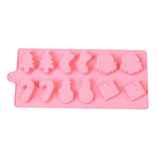 Silikonkakeform 12 Cellers Juleelementer Mønster Mini Kake Fondant Kakedekorering Øvelse Form For Bryllup Display Baking (rosa)Rosa22.2*10cm Pink 22.2*10cm