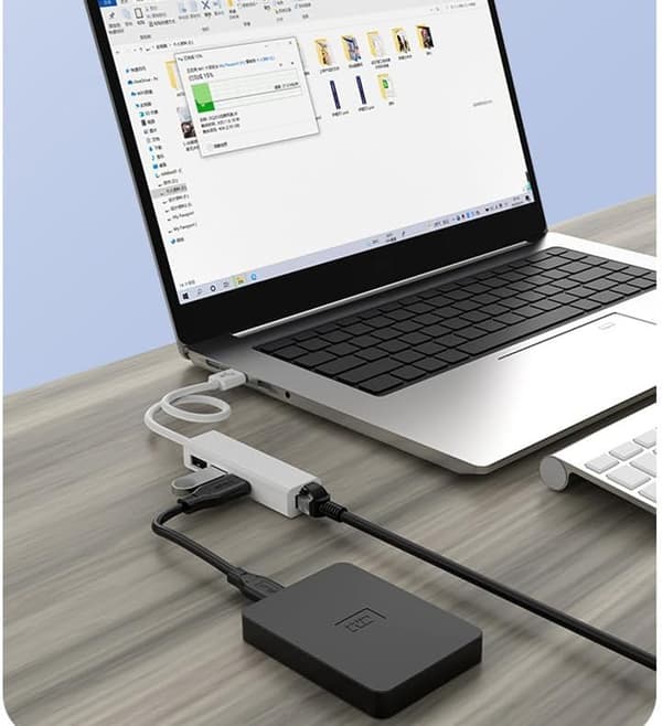USB A til 3 x USB A og RJ45 Ethernet LAN-adapterkabelhub Mac USB-A netværkskabel til bærbar computer, PC, MacBook