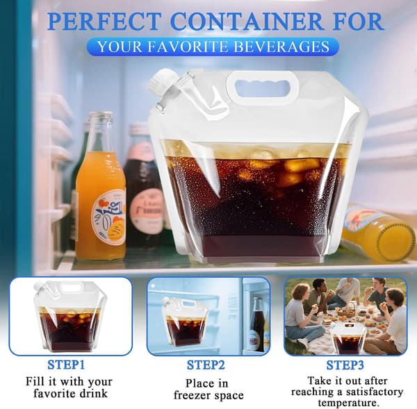 4-pak foldbar vandkedel, 5L, med håndtag, velegnet til camping, nødsituationer, vandreture