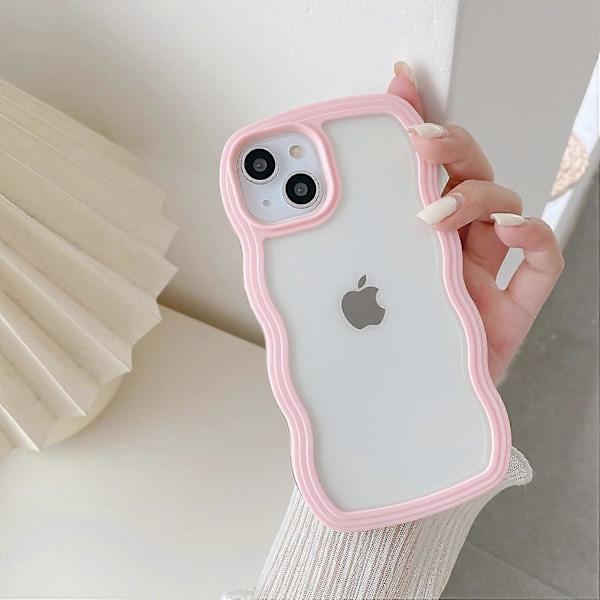 Kompatibelt med iPhone 11 Pro Max Skal, Sött Lockigt Vågmönstrat Transparent Skal för Tjejer Kvinnor, Transparent Mjukt Silikon TPU Stötsäkert - Rosa