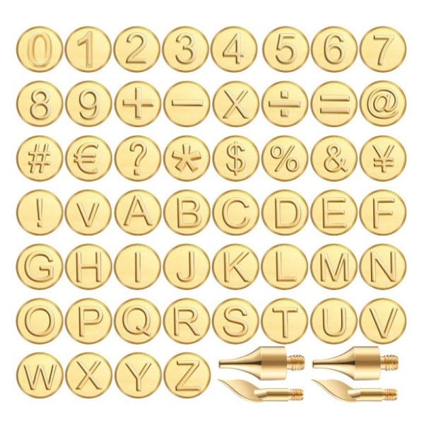 56 stykker træbrænderspids brev træbrænder spids sæt inklusive alfabet nummer symbol til brændebrænder håndværk DIY prægning