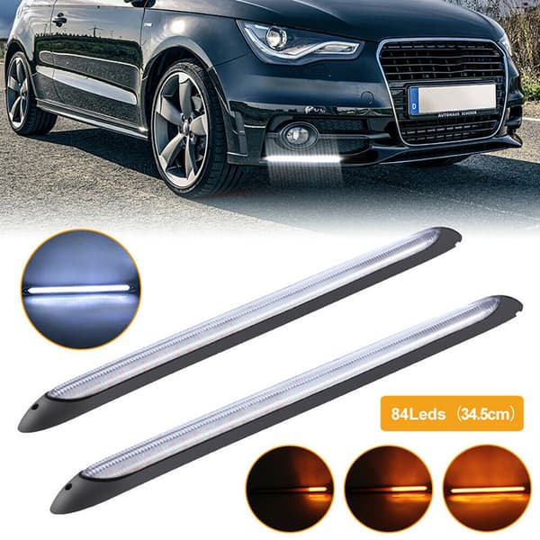 2x DRL LED-frontlykter, kjørelys med sekvensielle blinklys, 34,5 cm
