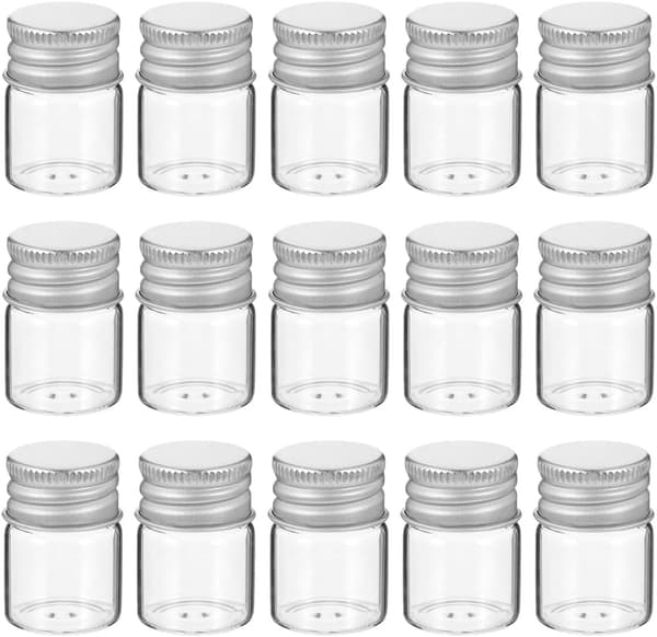 48 pcs 5 ml Mini Glass Test Tubes with Aluminum Screw Caps, Small Powder Containers