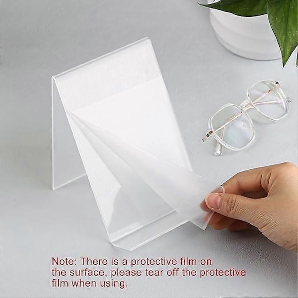 Pakke med 5 akryl bogstøtter, bogstativ, brochurestativ, bogholder, akrylstativ, 13 x 11,5 x 10 cm, transparent, produktholder, produktstøtte, i