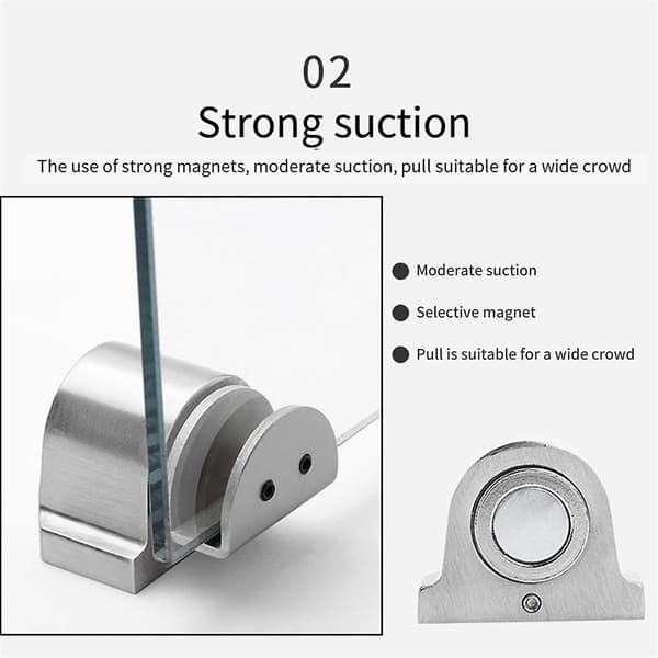 Glasdörr Sugkopp Hålfri Stark Magnetisk Sug Anti-Kollisions Dörrstopp Möbel [ht] silver silver