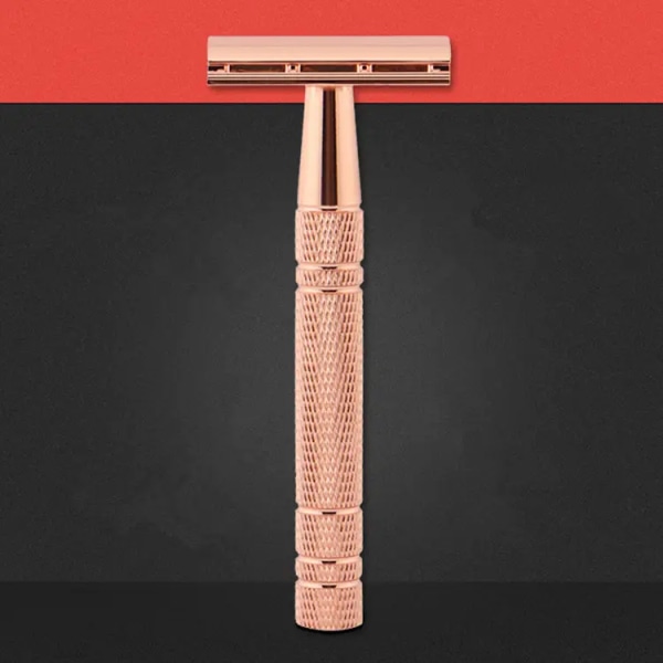 Miesten partakone, Naisten partakone, jossa on herkkä laatikko, sopii kaikkiin kaksireunaisiin partakoneen teriin, ei muovia (Rose Gold)
