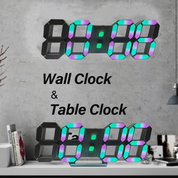 Digital Alarm Clock 3D Table Clock Small Silent Snooze Brightness Dimmable Time 12/24 Hours Date Temperature (Remote Control can be replaced)
