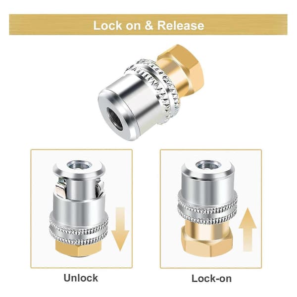 2 st Låsbar Luftchuck 1/4FNPT 150PSI Sluten Flödes Däckchuck Mässing Metall Legering Däck Luftchuck för Däck Luftkompressor Solid Normal Normal Solid