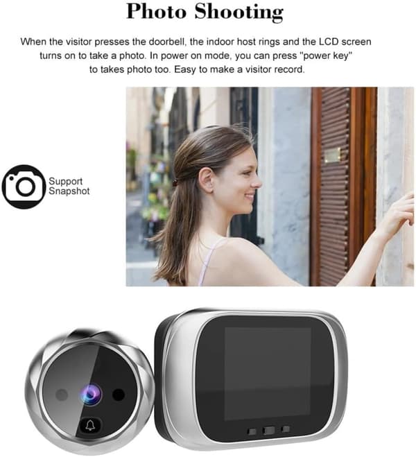 Electronic Door Viewer with 2.8\" Screen, Smart Door Viewer Camera for Home Security, 90° Wide-Angle Lens, (Silver)
