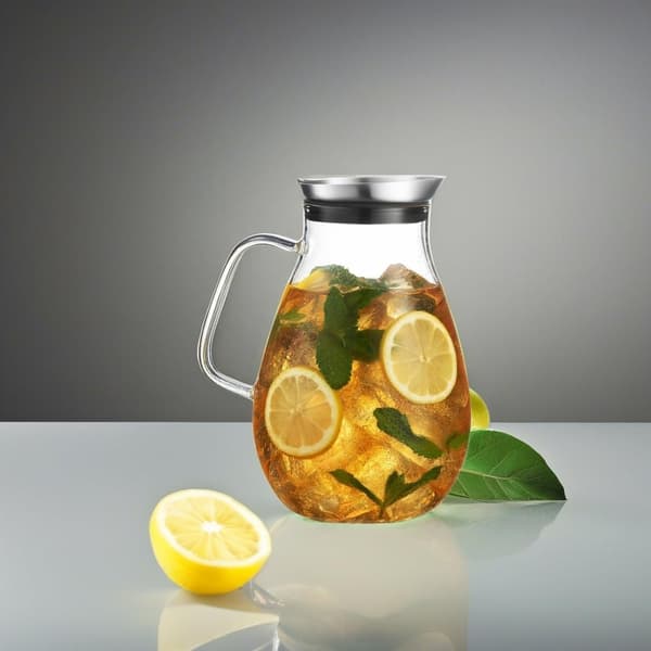 2500 ml glass pitcher with lid, beautiful lightweight beverage carafe with handle perfect for cold days