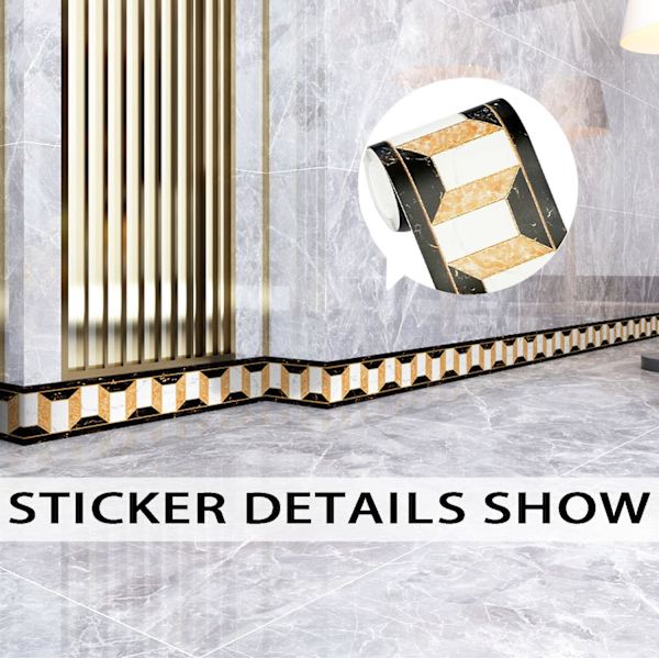 Modern Geometric PVC Wall Border - Decorative Kitchen Tile Stickers