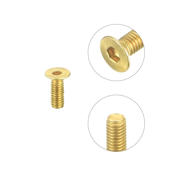 Flat Head Socket Cap Screws, M3-0.5 x 8mm Brass Hex Socket Screws Bolts 24pcs