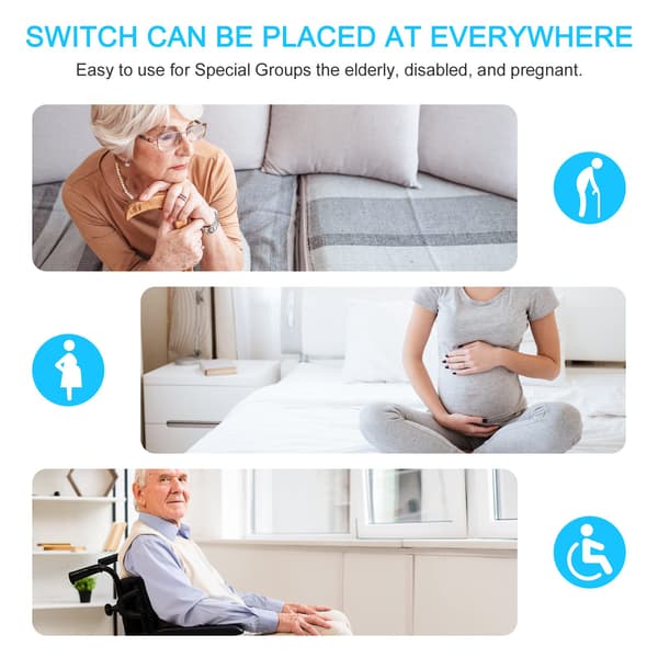 220V Wireless Two-Way Switch, No Wiring, IP66 Waterproof, 100m Range, ON/OFF (2 Switches, 1 Receiver)