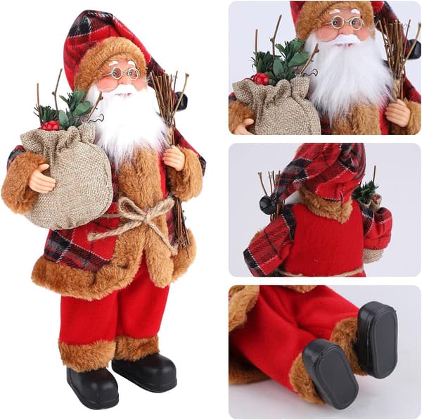 30 cm traditionel mini stående julemandsfigur rød jul