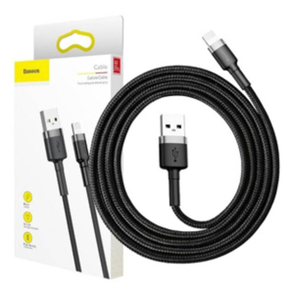 Baseus Cafule USB Lightning-kabel 1,5A 2m (grå+svart) Grå, Svart