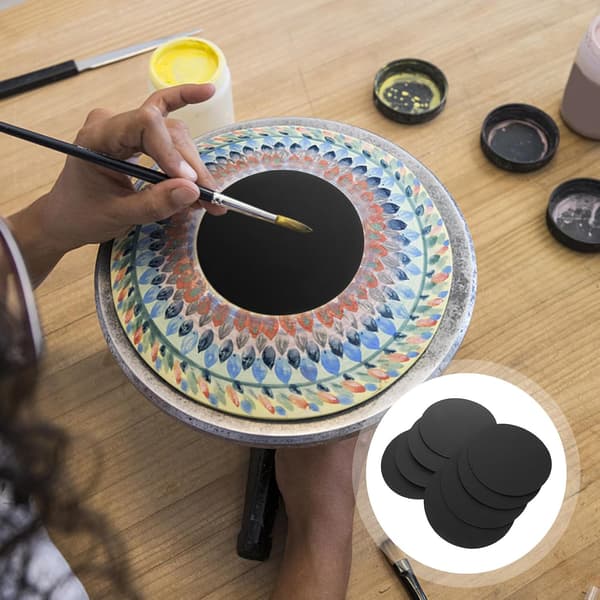 8 stykker Mandala Malepapir Runde Sorte Kartonskiver til DIY Kunst- og Håndværksprojekter