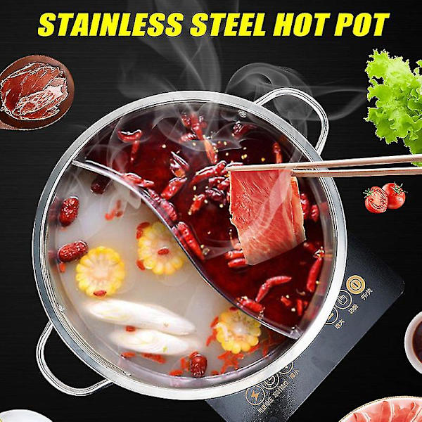 Rostfritt Stål Hotpot Induktionsspis Gasspis Kompatibel Gryta Hemkök 34cm34cm 34cm