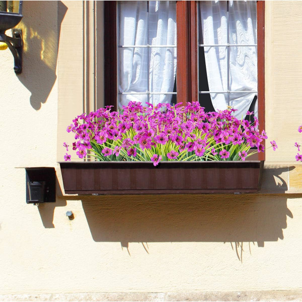16 nippua tekokukkia ulkokäyttöön UV-kestäviä tekokukkia ei haalistua muovikasveja Puutarha Kuistin ikkunalaatikon koristelu (violetti)