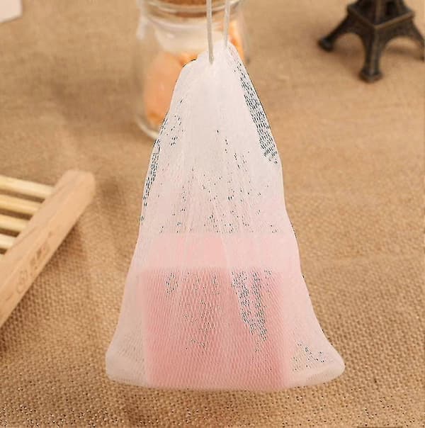 50x Soap Net Soap Pouch Soap Saver Soap Remnants Bag Soap Sack Bubble Net Bags With Drawstring Cleaning Tool