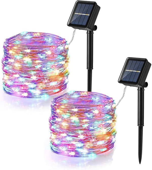 2-pack Solar String Lights, Total 144ft 400 LED Outdoor Solar Lights, Waterproof Mini LED Solar Fairy Lights, Multi-color