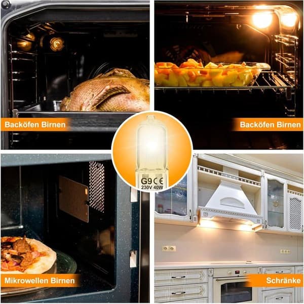 G9 40W 230V Warm White Dimmable Halogen Bulb, 300°C Heat Resistant, for Ovens and Ceiling Lights, 12-pack