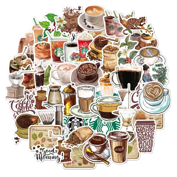 Vintage Coffee Water Cup Decals 50 Sheets J J