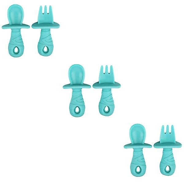 3-pack Silikon Babyskedar med Gaffel Babybestick Baby Servis för Hemdagligt Användning 3-pack 9x3x2cm 3pcs 9x3x2cm